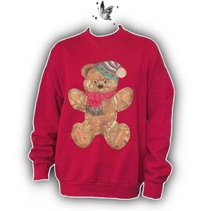 Vintage brown bear red christmas